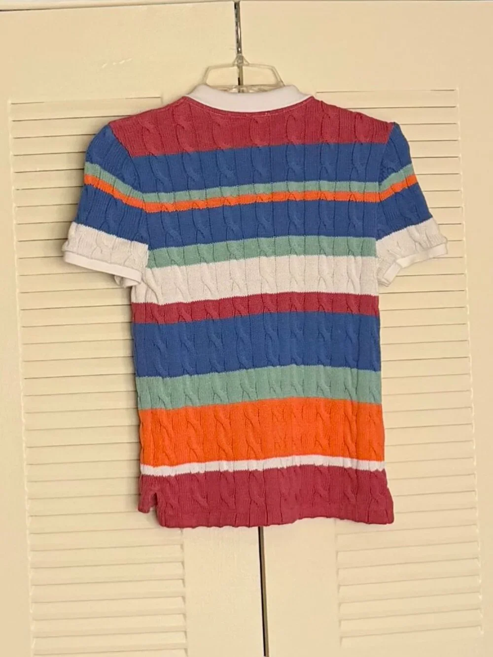 Ralph Lauren Women’s Stripe Cable Knitted Polo Shirt Size S - Picture 7 of 7